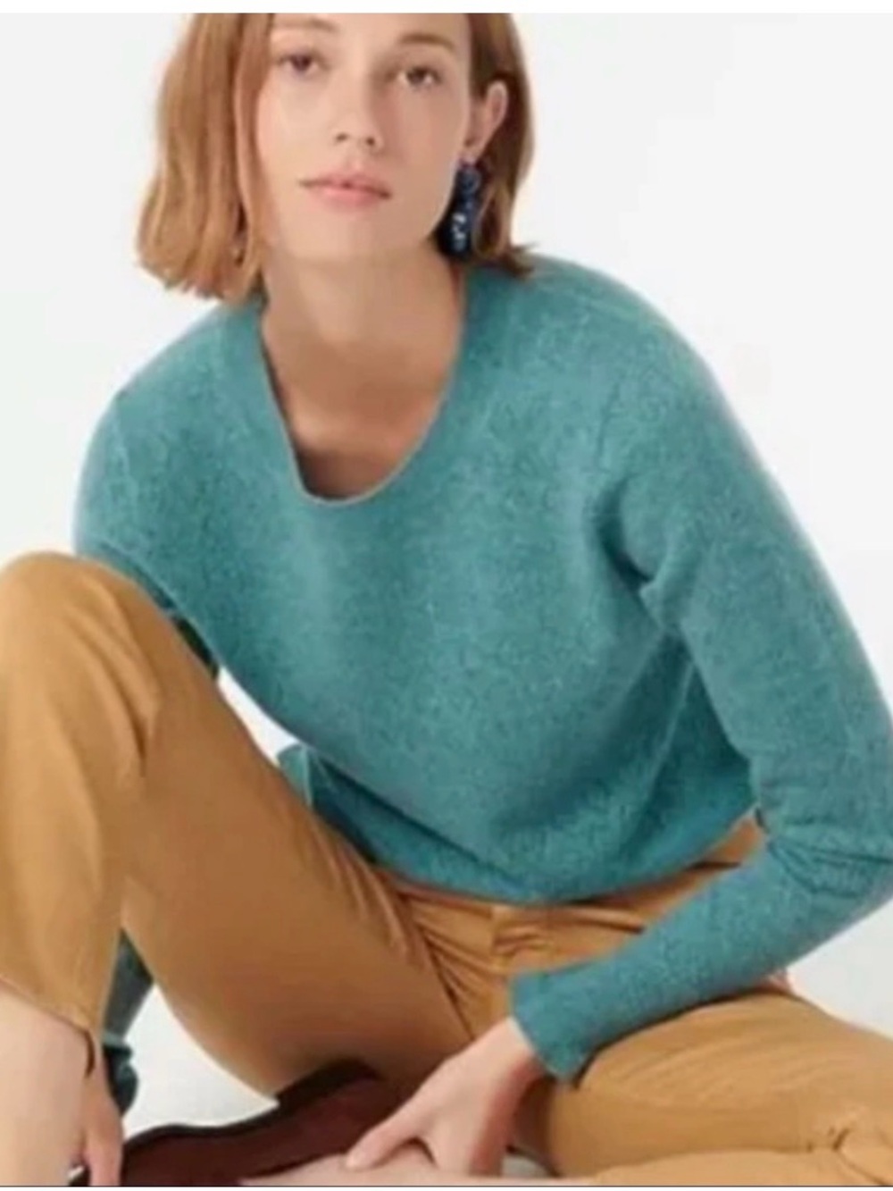 EUC J Crew Retail Cashmere Crewneck Sweater in Pointelle Stitch. Size Large